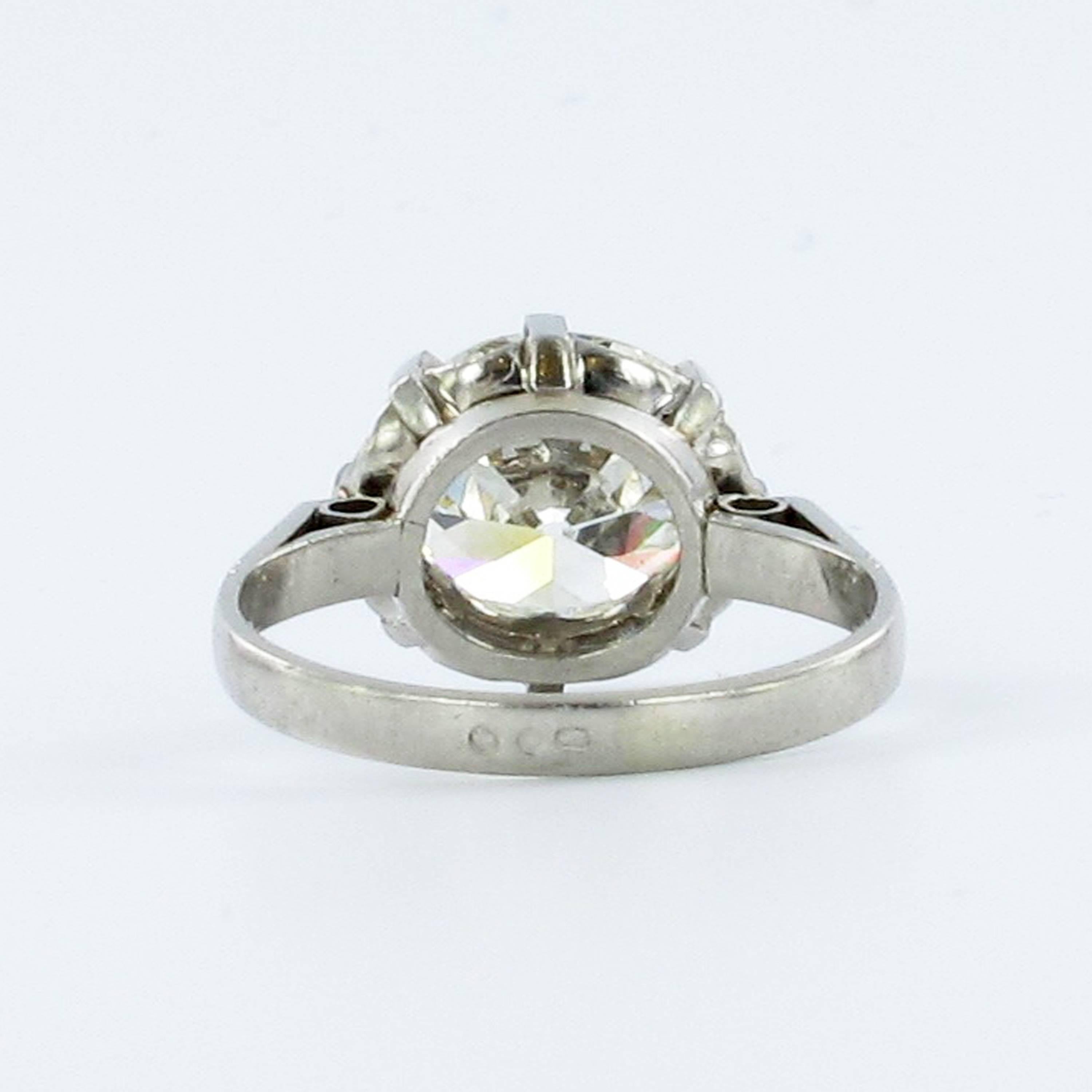 3.56 Carat GIA Certified Old European Cut Diamond Platinum Engagement Ring 1