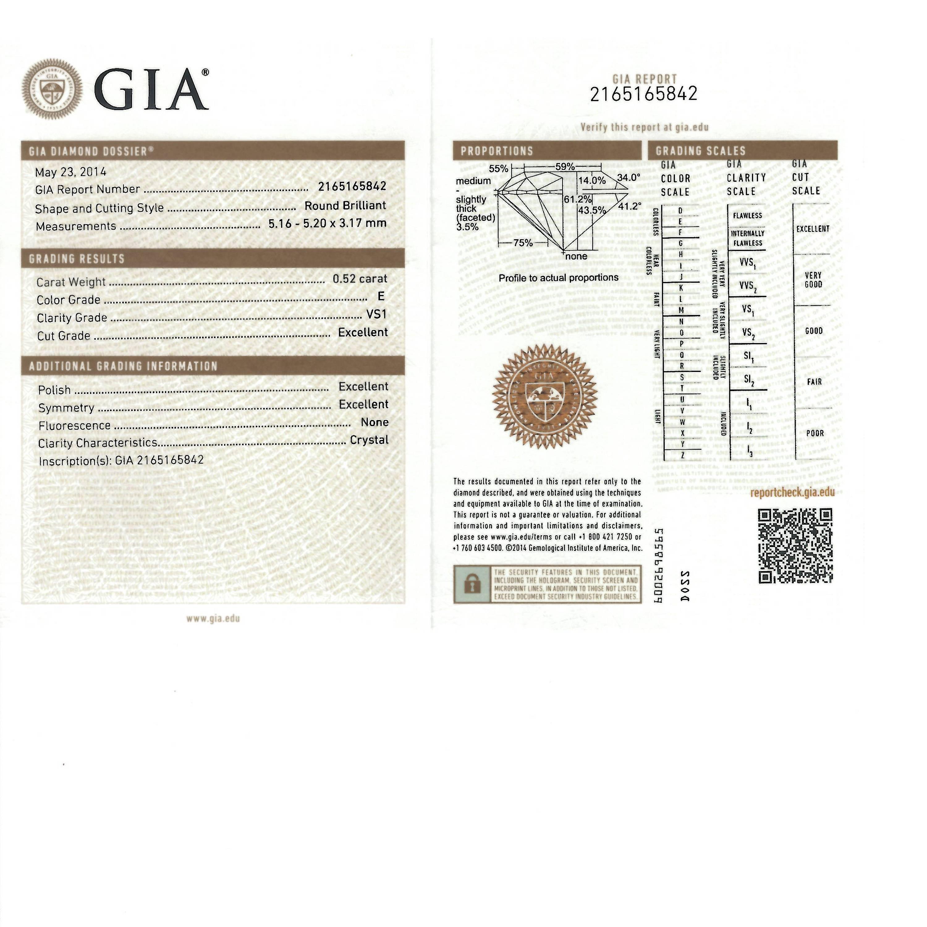 da uomo o donna Orecchini in oro bianco tondo da 1,03 carati certificati Gübelin GIA in vendita
