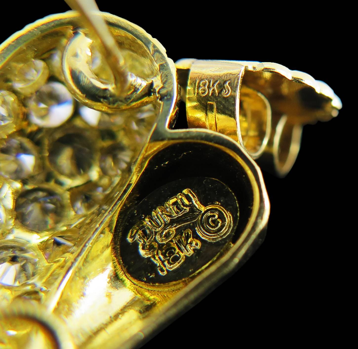 Henry Dunay Diamond Hand Hammered Gold Heart Shape Earrings 2