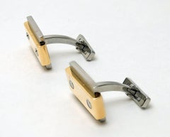 Cartier Santos 18 Karat Gold Stainless Steel Acier Cufflinks