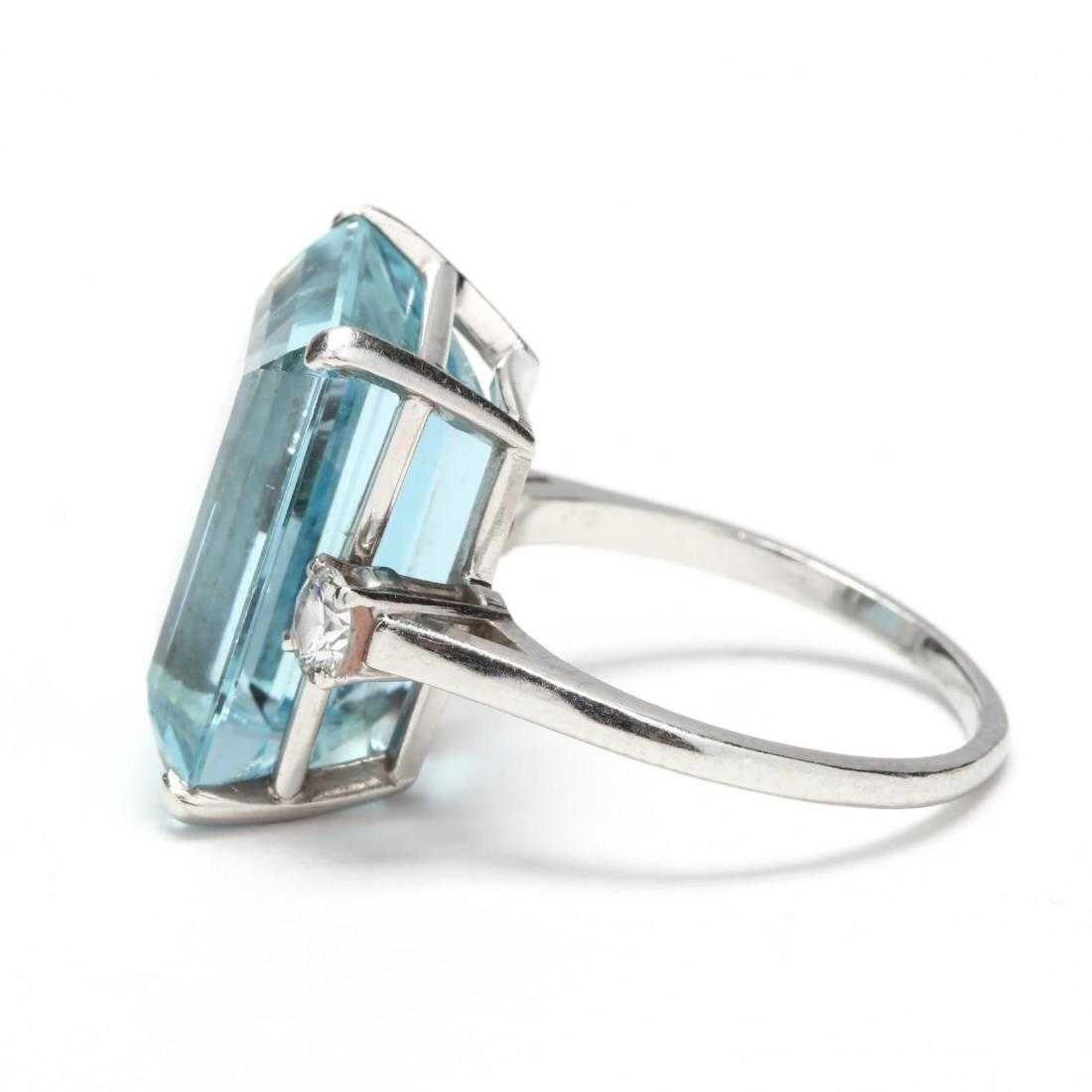 15.29 Carat Aquamarine Diamond Platinum Ring 1