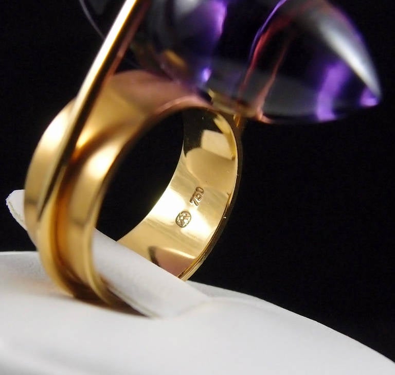 Women's Bernd Munsteiner Amethyst Gold Ring and Pendant Set For Sale