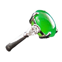 A Jadeite Diamond Platinum Ring
