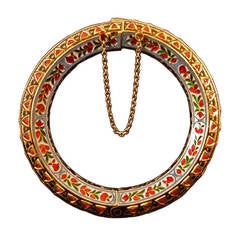 A Mughal Gold, Diamond, Ruby and Enamel Bangle 11