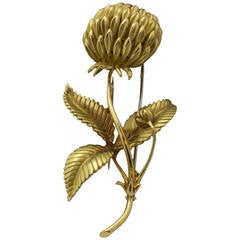 An Hermes Gold Thistle Brooch