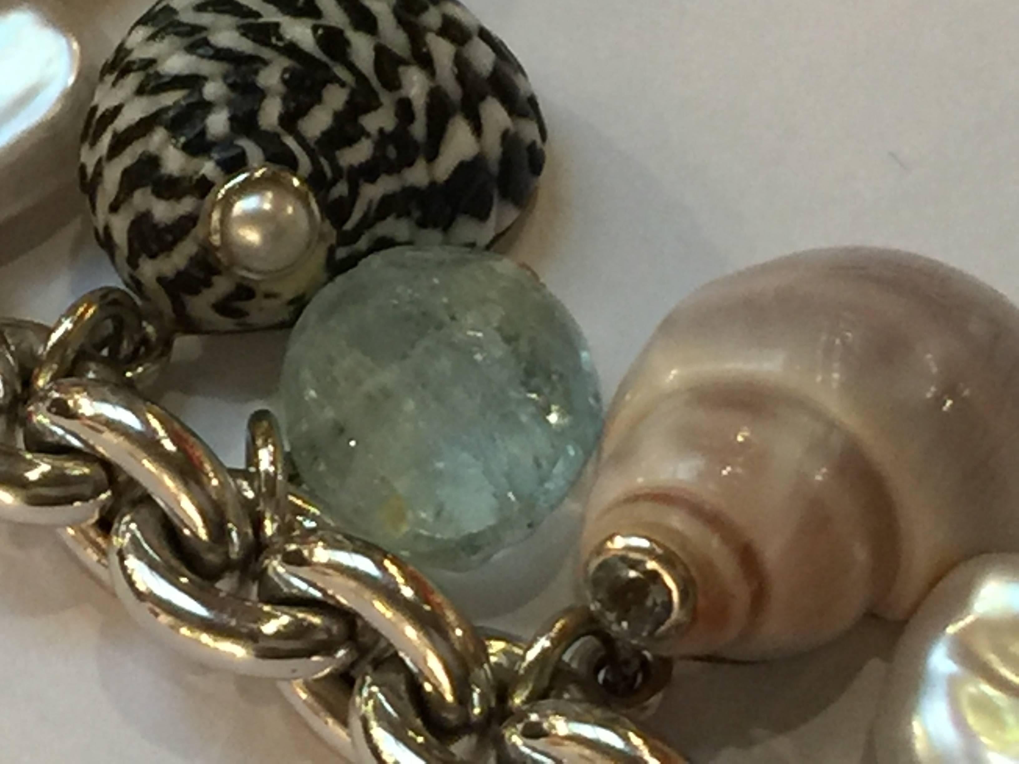 Women's Trianon Gemstone Gold Sea Shell Charm Bracelet