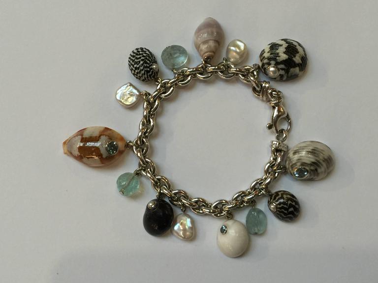Trianon Gemstone Gold Sea Shell Charm Bracelet at 1stDibs | shell gold ...