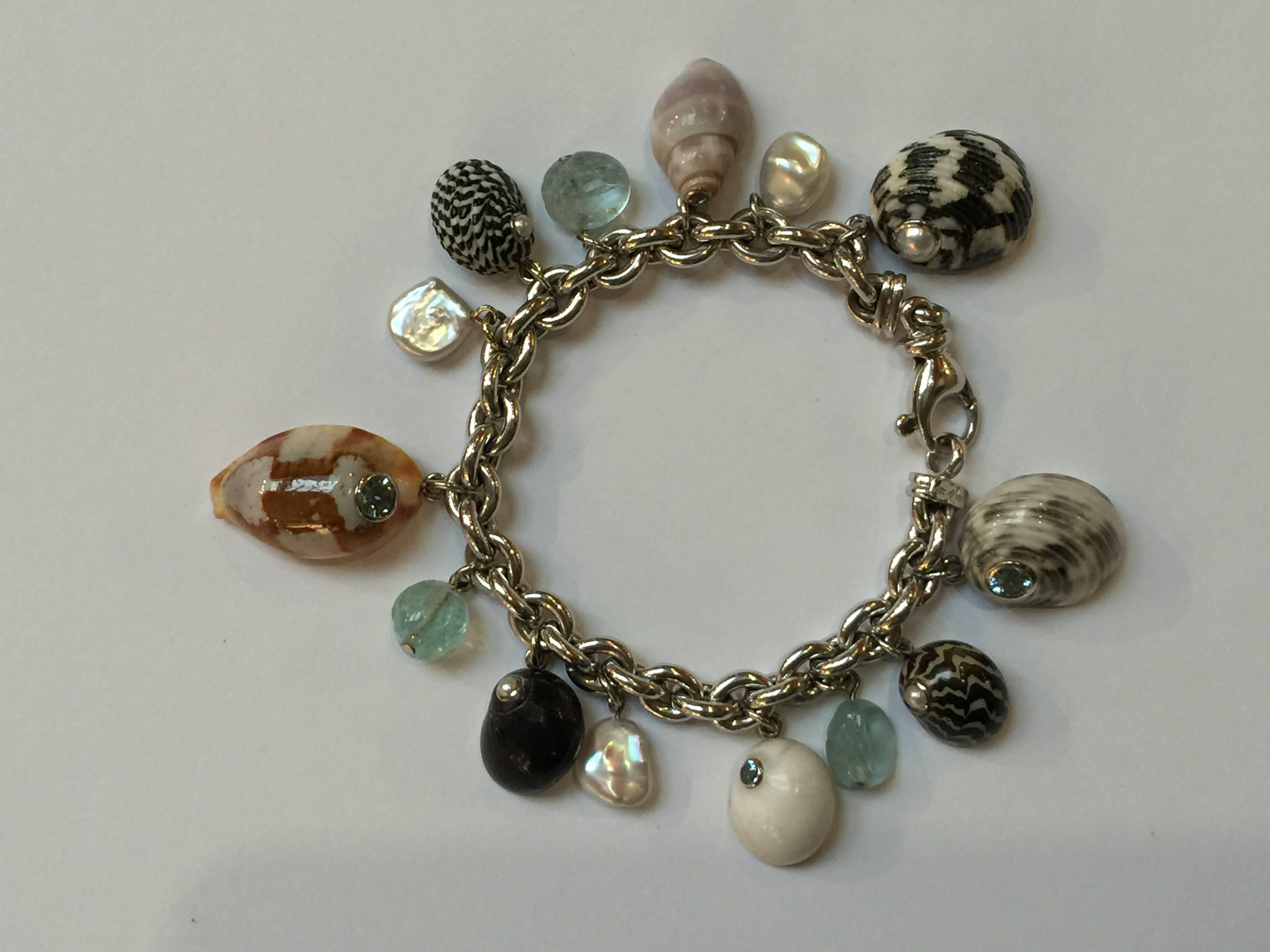 Trianon Gemstone Gold Sea Shell Charm Bracelet 1