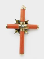 Early 19th Century Italian Coral Cross Pendant