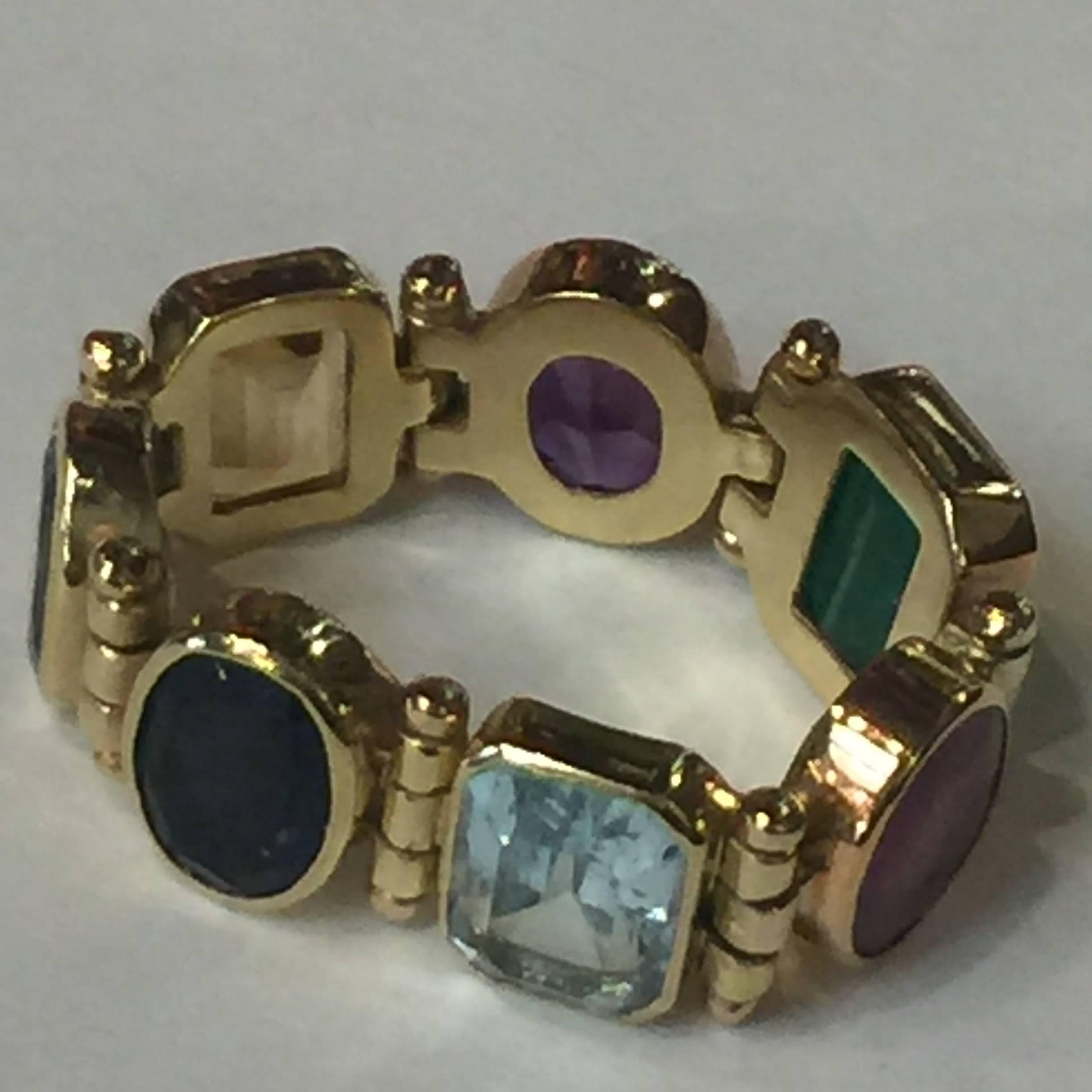 Contemporary Percossi Papi  multi stones flexible ring