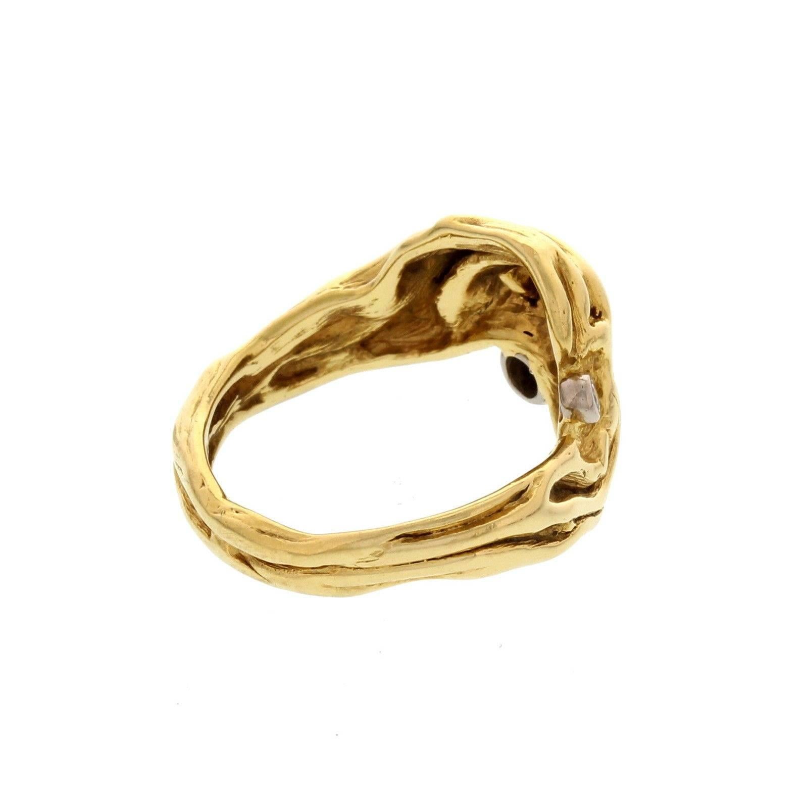 Modernist Gilbert Albert Diamond Gold Ring In Excellent Condition For Sale In Austin, TX