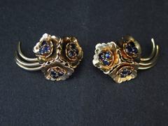 Orecchini retrò Kutchinsky in oro con zaffiro en Tremblant