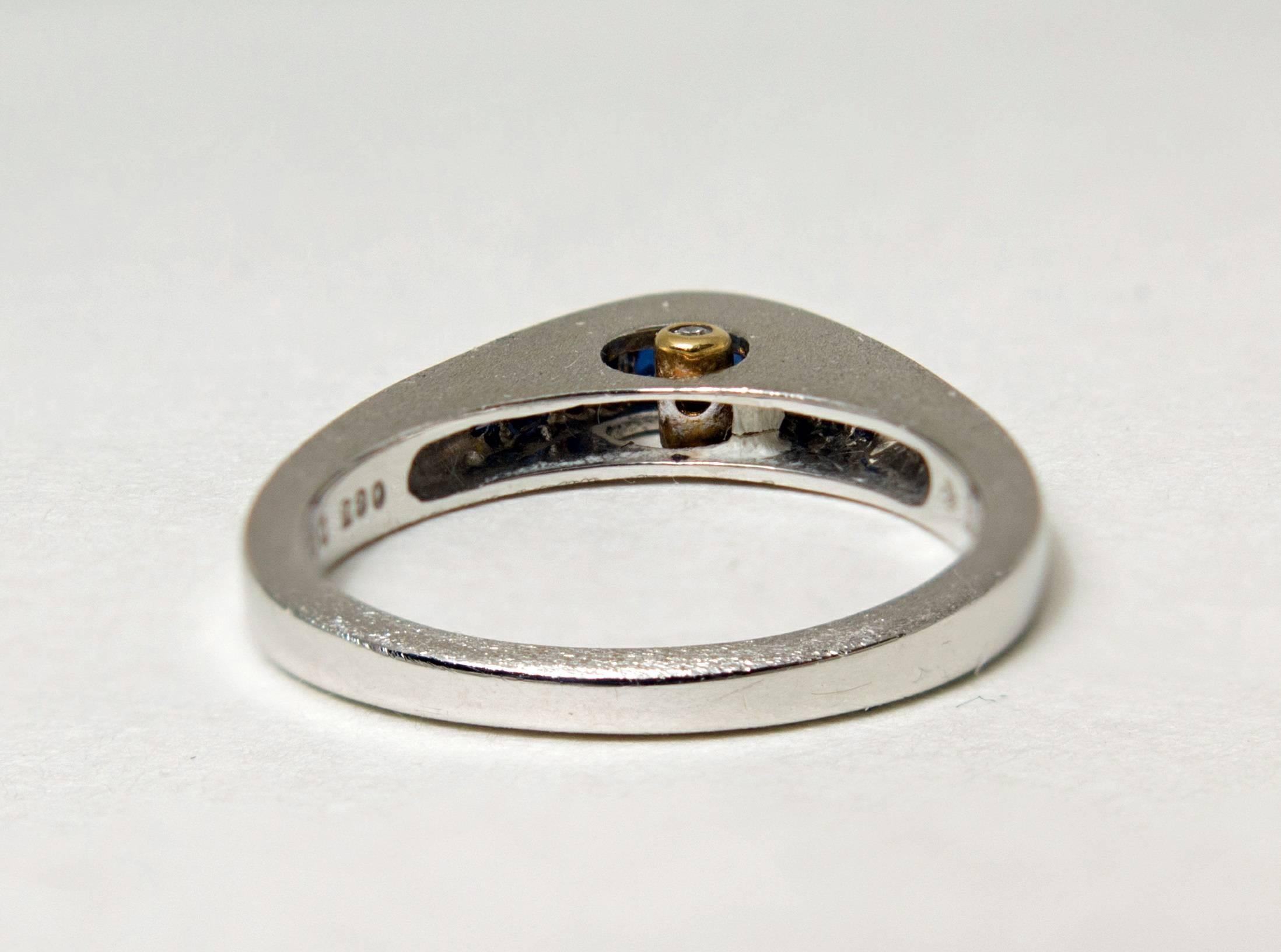Women's or Men's Industrial Style Stacking Rings, Platinum, 18k Gold, Sapphires, Diamonds