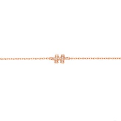 Akillis Mini Puzzle Solo Bracelet 18Karat Rose Gold White Diamonds on Gold Chain 5