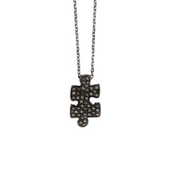 Akillis Puzzle Pendant 18 Karat White Gold Black Rhodium Plated Black Diamonds