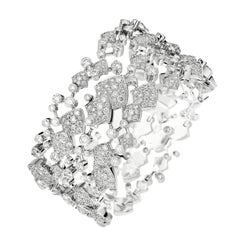 Used Akillis High Jewelry Python Three Ranges Bracelet 18 Karat Gold White Diamonds