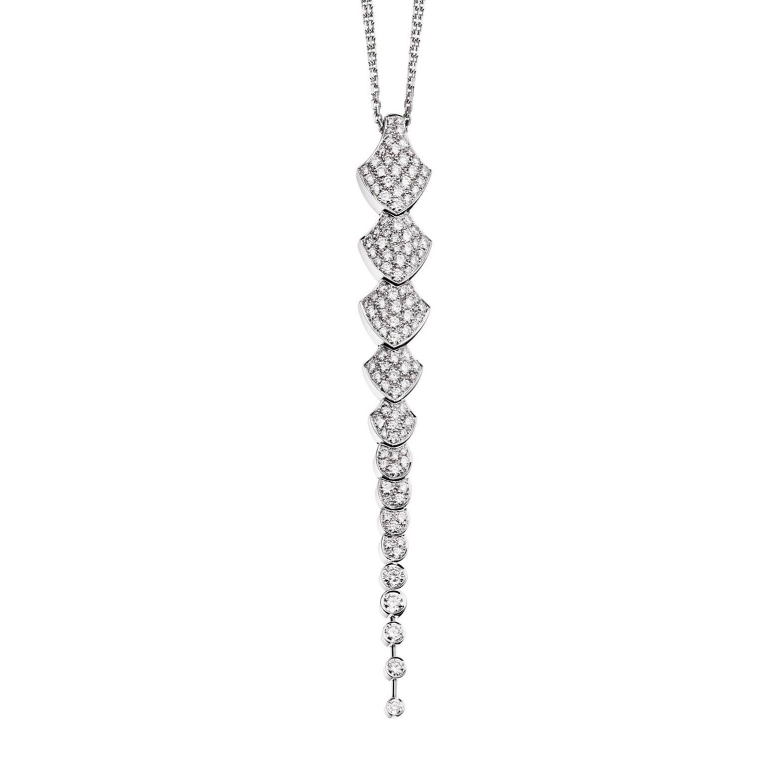 Akillis Python Pendant 18 Karat White Gold White Diamonds For Sale