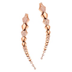 Akillis Python Pendant Earrings 18 Karat Rose Gold Half-Set White Diamonds