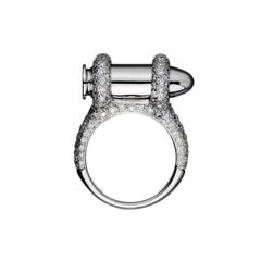 Akillis Bang Bang Bullet Ring 18 Karat Half-Set White Gold White Diamonds