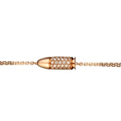 Akillis Bang Bang Charm Bracelet 18 Karat Rose Gold White Diamonds on Gold Chain