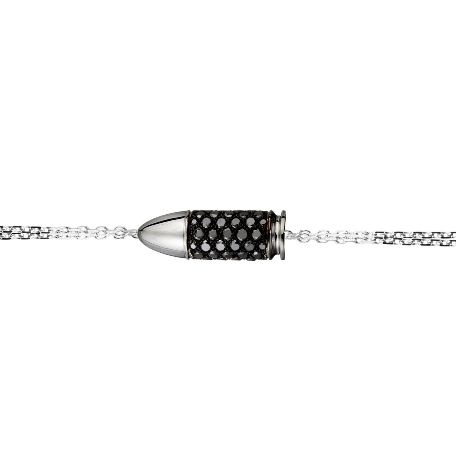 Akillis Bang Bang Charm Bracelet 18 Karat White Gold Black Diamonds For Sale