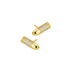Akillis Mini Bang Bang Clip Earrings 18 Karat Yellow Gold White Diamonds