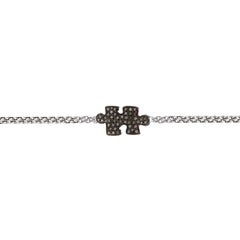 Akillis Puzzle Solo Bracelet 18 Karat White Gold Black Diamonds Double Chain