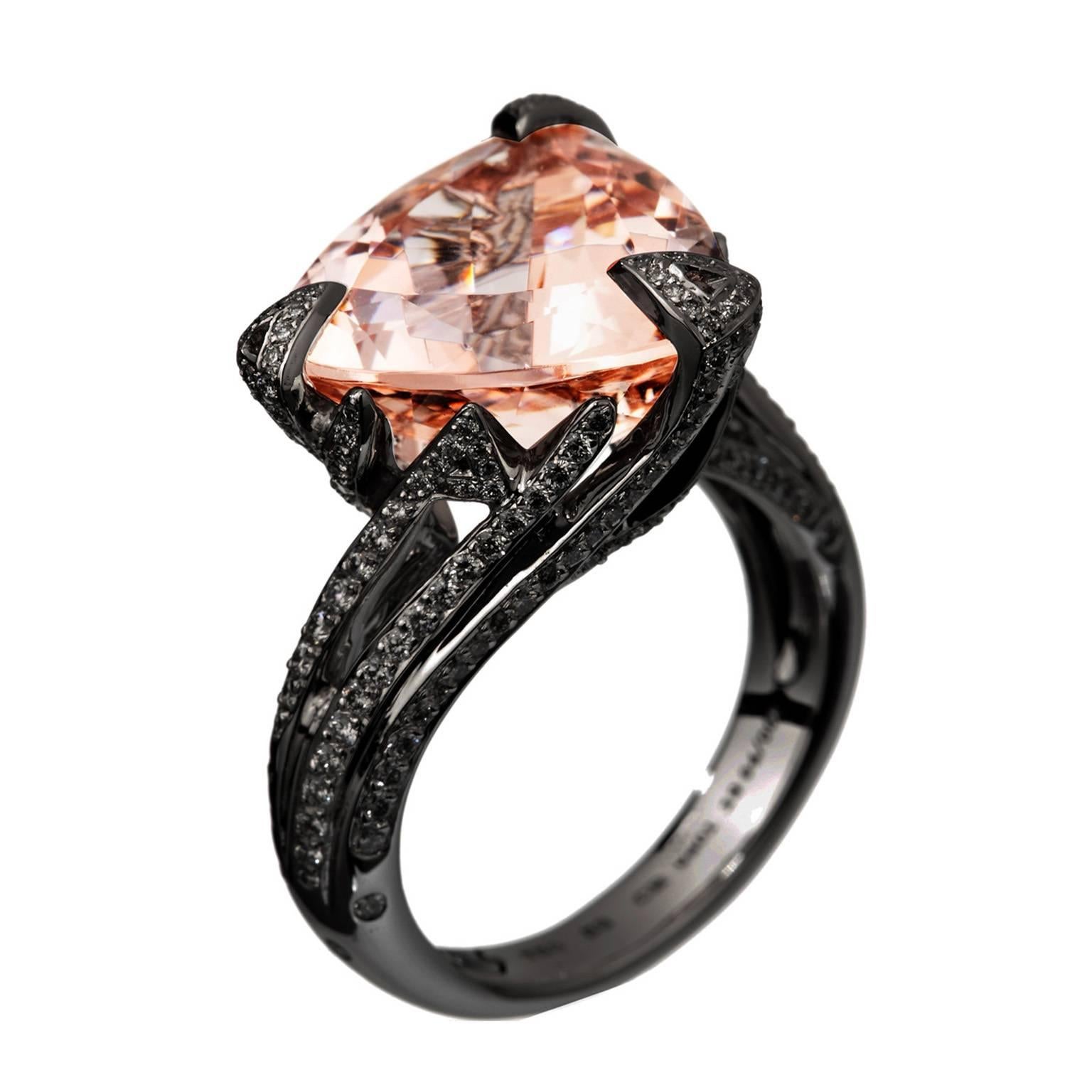 Akillis Cruella Ring Morganite Black Diamonds For Sale