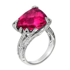 Akillis Cruella Ring 18 Karat White Gold Rubelite White Diamonds