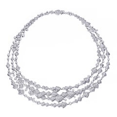 Akillis High Jewellery Python 3 Ranges Necklace 18 Karat Gold White Diamonds