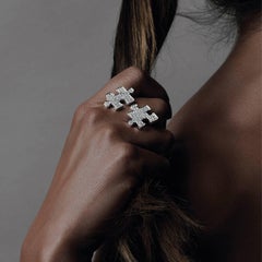 Akillis Puzzle "Toi Et Moi" Ring 18 Karat White Gold White Diamonds