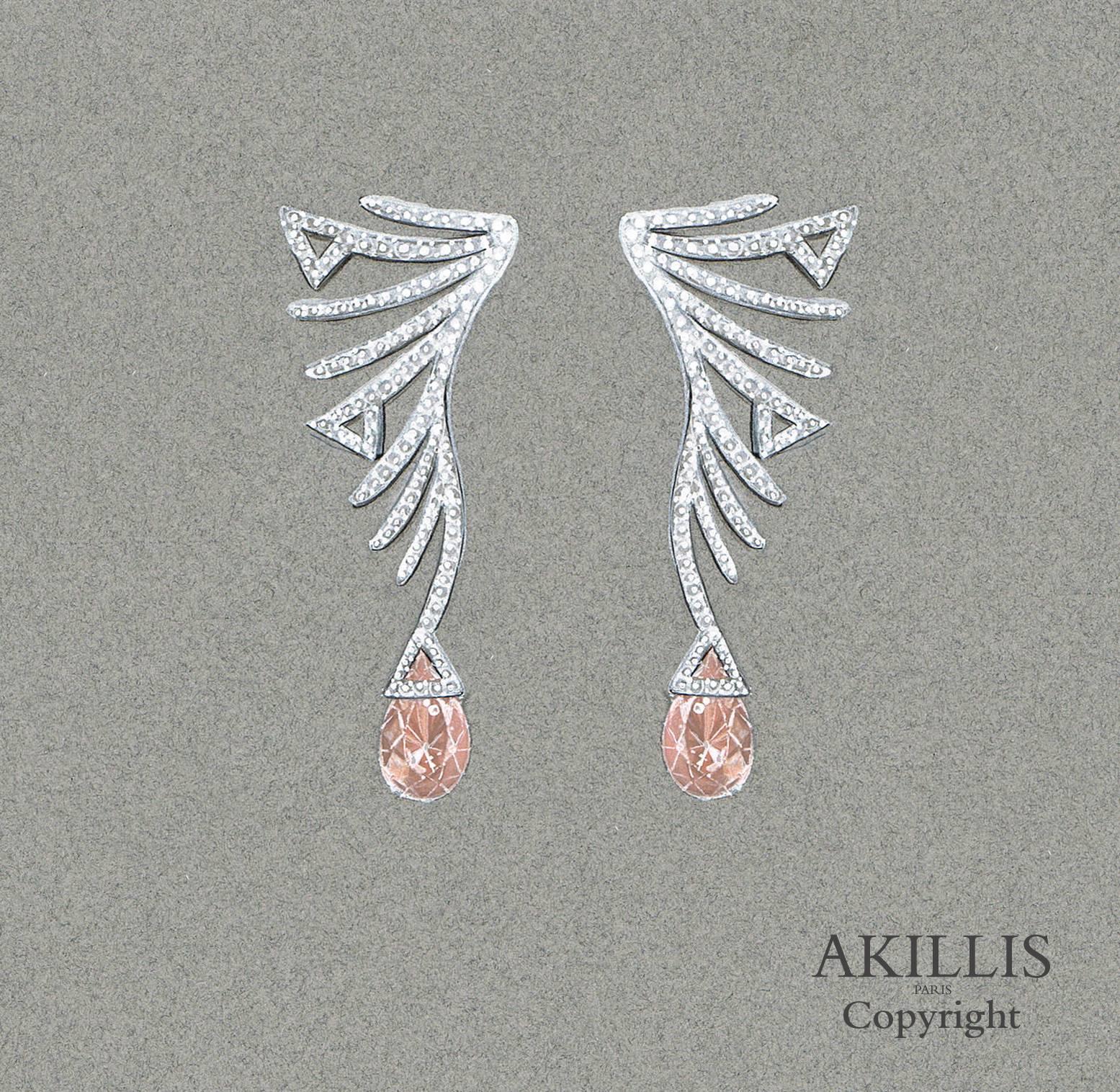 Contemporary Akillis Cruella Aquamarine Diamond  Earrings  For Sale
