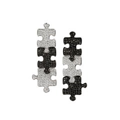 Akillis Puzzle Pendant Earrings 18 Karat White Gold White and Black Diamonds