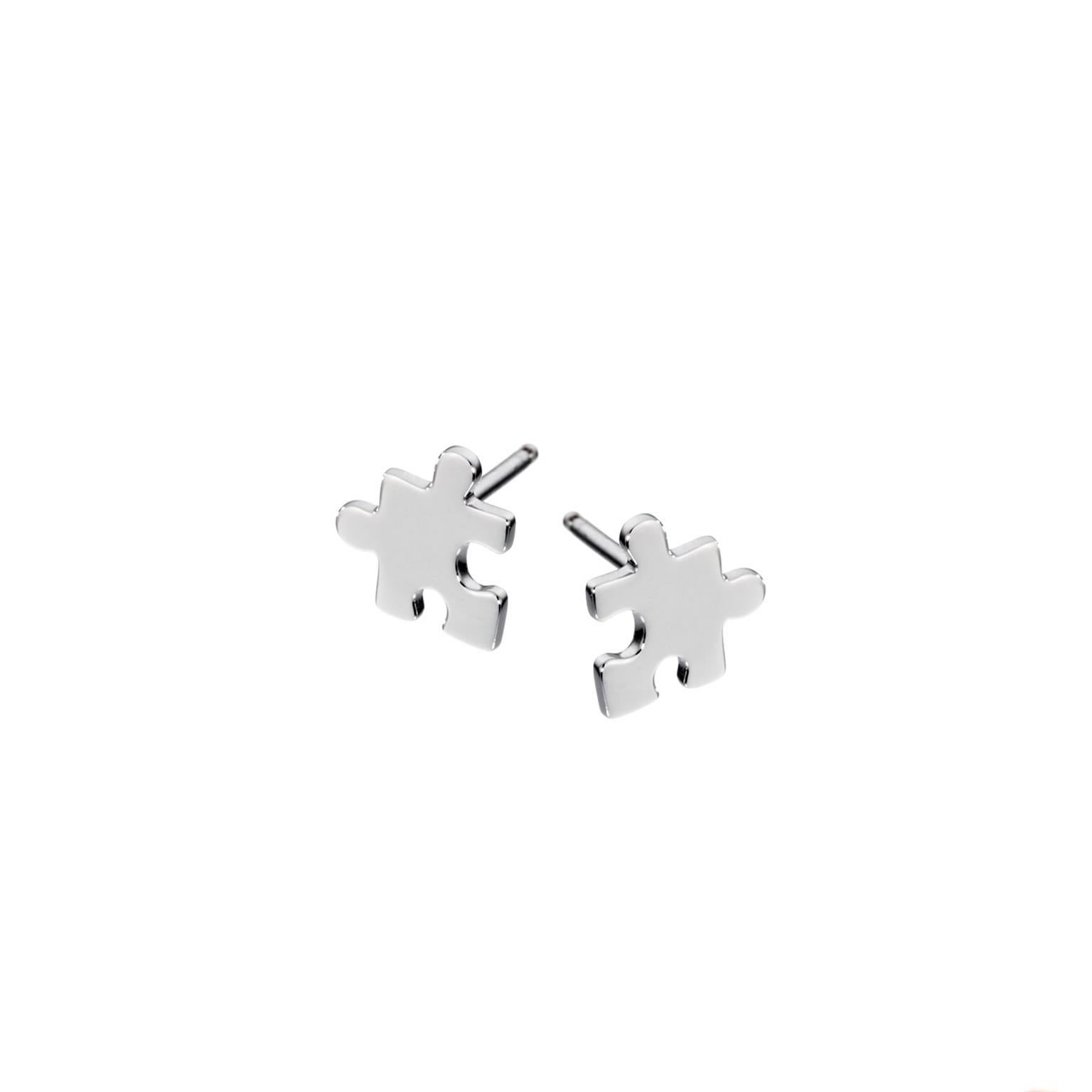 Akillis Mini Puzzle Studs Earrings 18 Karat White Gold For Sale