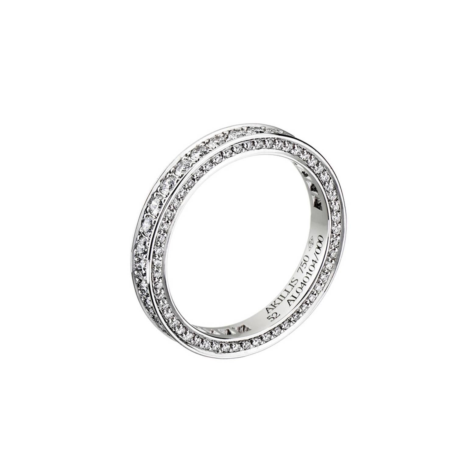 Akillis Bridal Engagement Ring for Her 18 Karat White Gold White Diamonds For Sale
