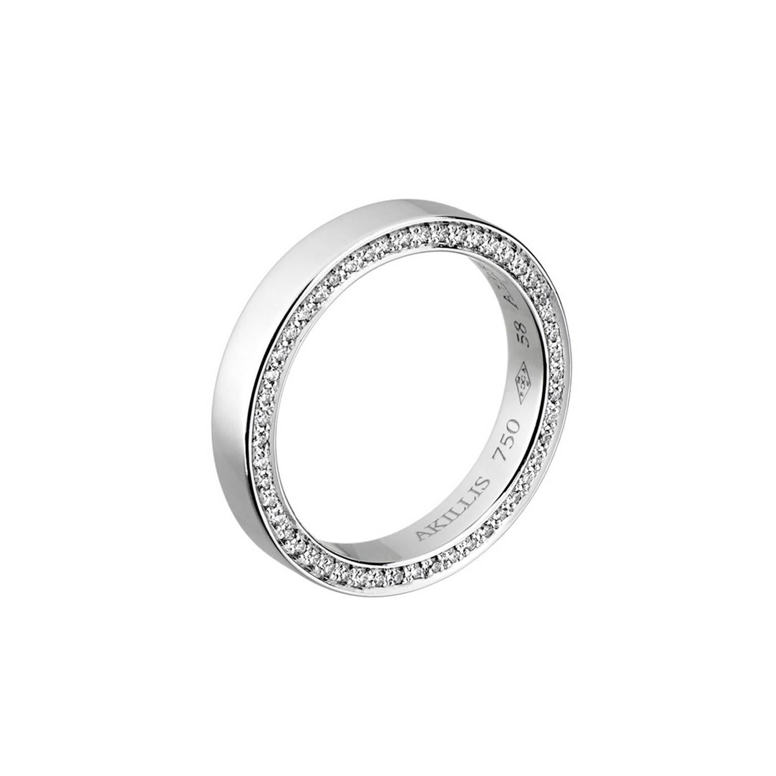 Akillis Bridal Engagement Ring for Him 18 Karat White Gold White Diamonds For Sale