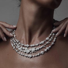 Akillis High Jewellery Python 3 Ranges Necklace 18 Karat Gold White Diamonds