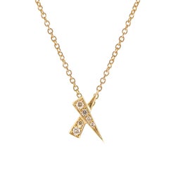 Daou Diamond Pave Kiss Gold Pendant Necklace, Romantic, Love. Modern Kiss Design