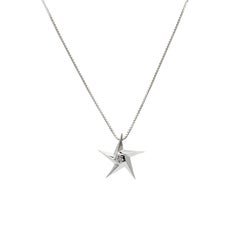 Daou Diamond and White Gold Little Star Pendant Necklace