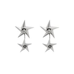 Daou Diamond Star Earrings in White Gold with Convertible Star Drop Earrings
