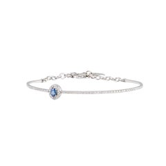 Daou Diamond and Sapphire White Gold Ellipse Delicate Bangle Bracelet