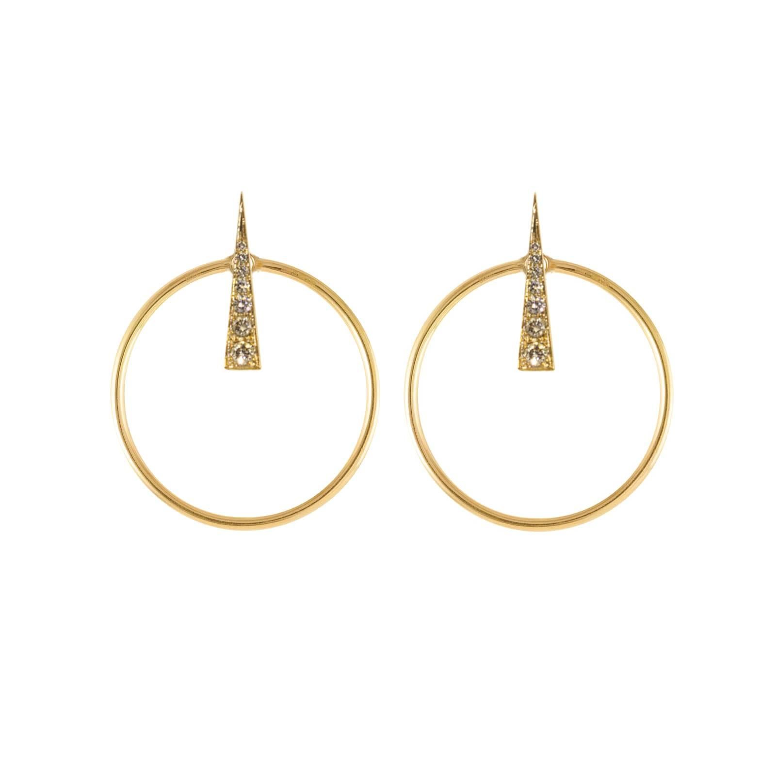 Daou Spark Diamond Earrings in Yellow Gold, Convertible Modern Dynamic Earrings In New Condition In London, EMEA - British Isles