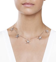 Daou  Diamond Star Necklace in White Gold a collar choker style necklace