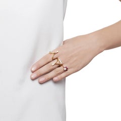 Daou Diamond  Opal Asymmetric Yellow Gold Electron Trinity Trilogy Ring