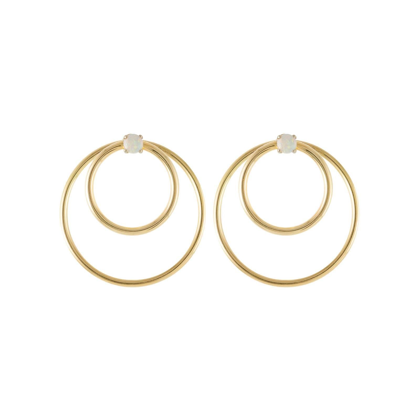 Daou Orbit Opal and Gold Convertible Double Hoop Earrings For Sale