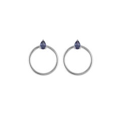 Daou Iolite Pear and White Gold Hoop Earrings from the Orbit Collection