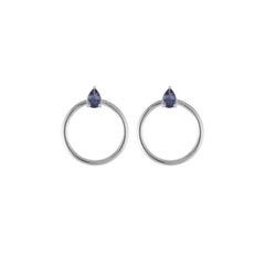 Daou 18K Iolite Pear and White Gold Orbit Convertible Double Hoop Earrings