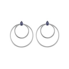 Daou 18K Iolite Pear and White Gold Orbit Convertible Double Hoop Earrings