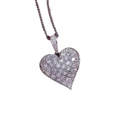 Daou Diamond 18K White Gold Full Heart Pendant Necklace