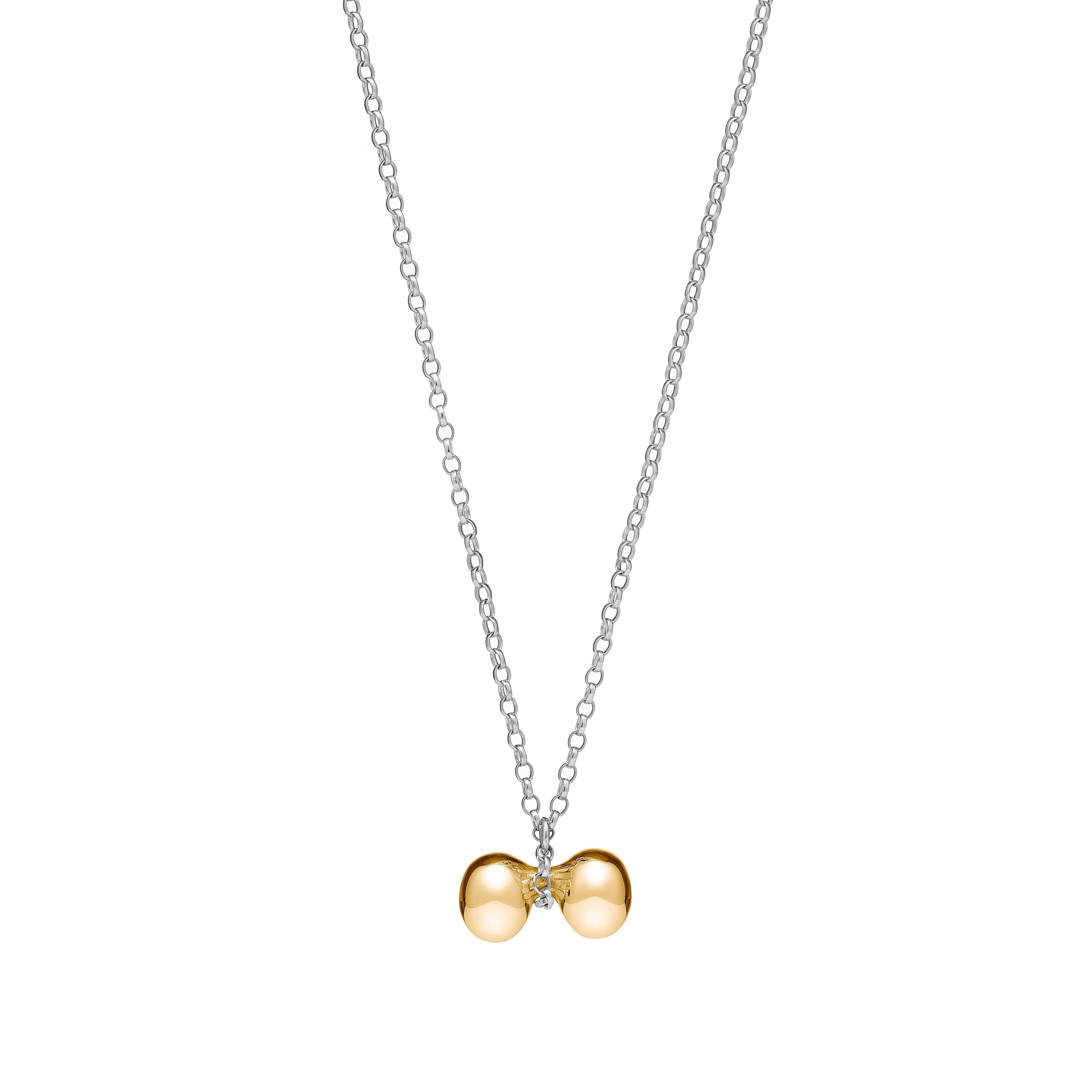 Golden Ballz Vermeil Silver Pendant on Fine Chain with Magnetic Clasp For Sale
